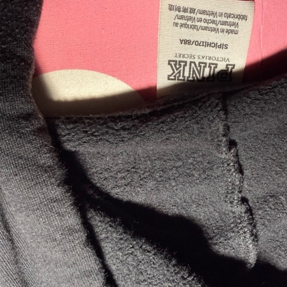 Victoria’s Secret Pink Logo Hoodie Oversized Campus Pullover Black Size Small - Picture 7 of 17